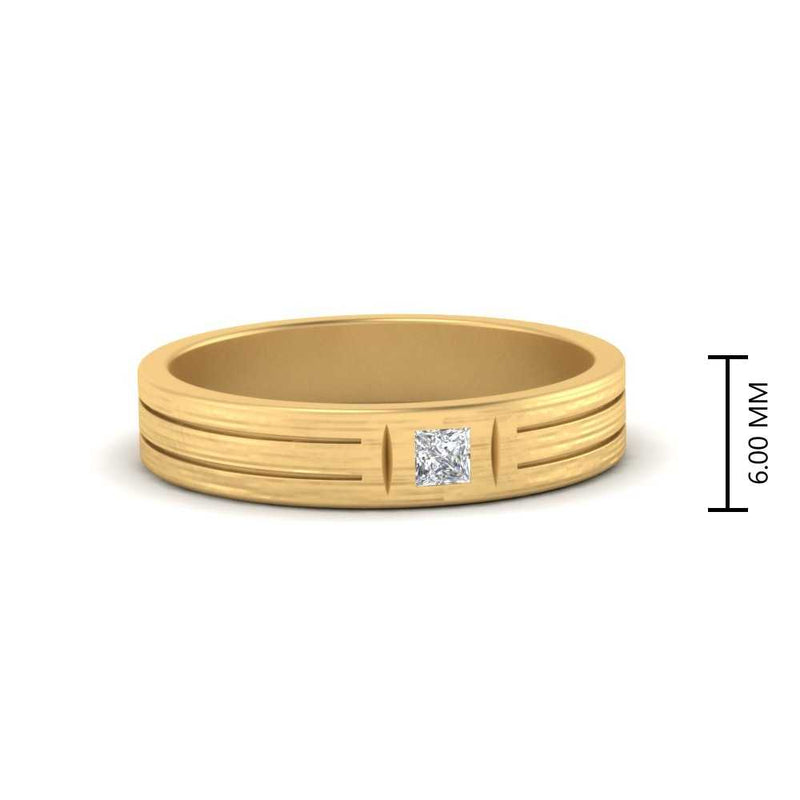 Single Princess Cut Inlay Mens Ring