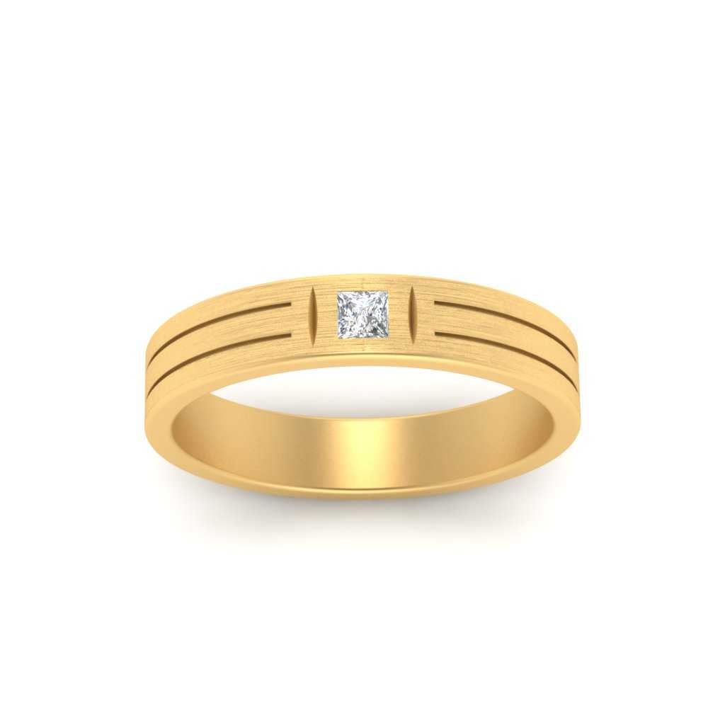 Single Princess Cut Inlay Mens Ring
