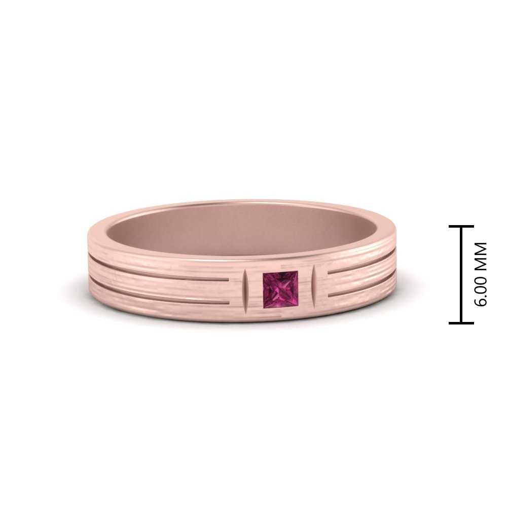 Single Princess Cut Inlay Mens Ring