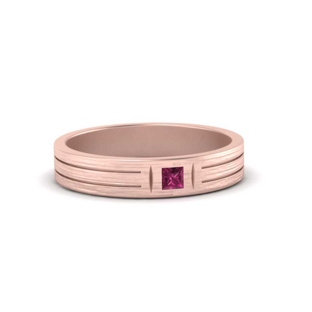 Single Princess Cut Inlay Mens Ring
