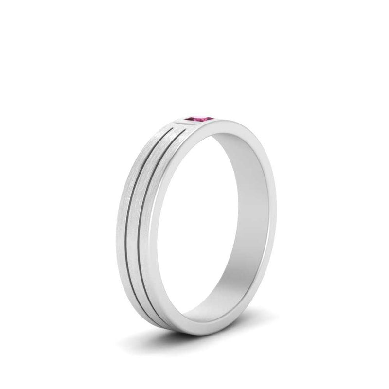 Single Princess Cut Inlay Mens Ring