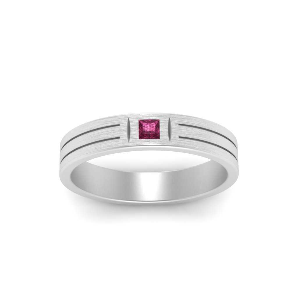 Single Princess Cut Inlay Mens Ring