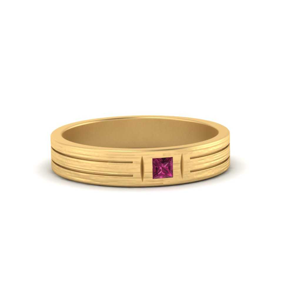 Single Princess Cut Inlay Mens Ring