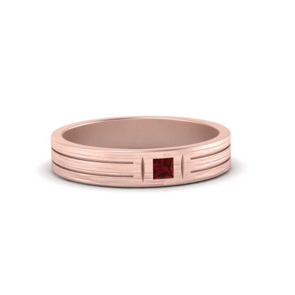 Single Princess Cut Inlay Mens Ring