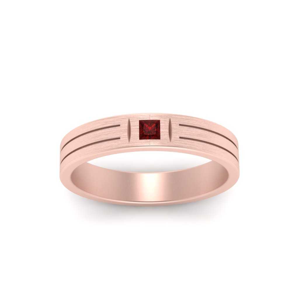 Single Princess Cut Inlay Mens Ring