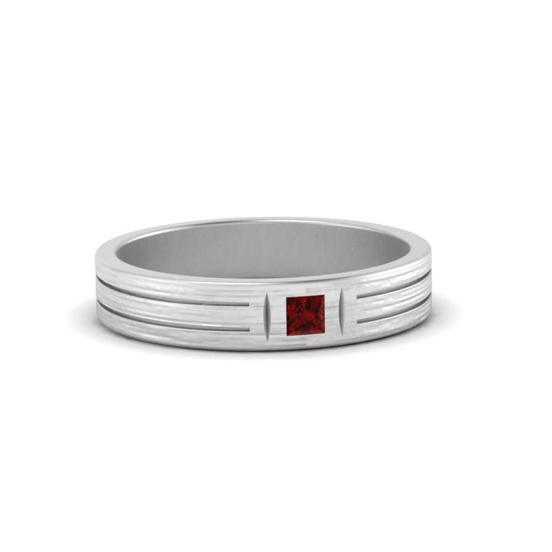 Single Princess Cut Inlay Mens Ring