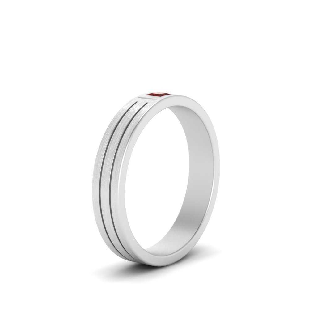 Single Princess Cut Inlay Mens Ring