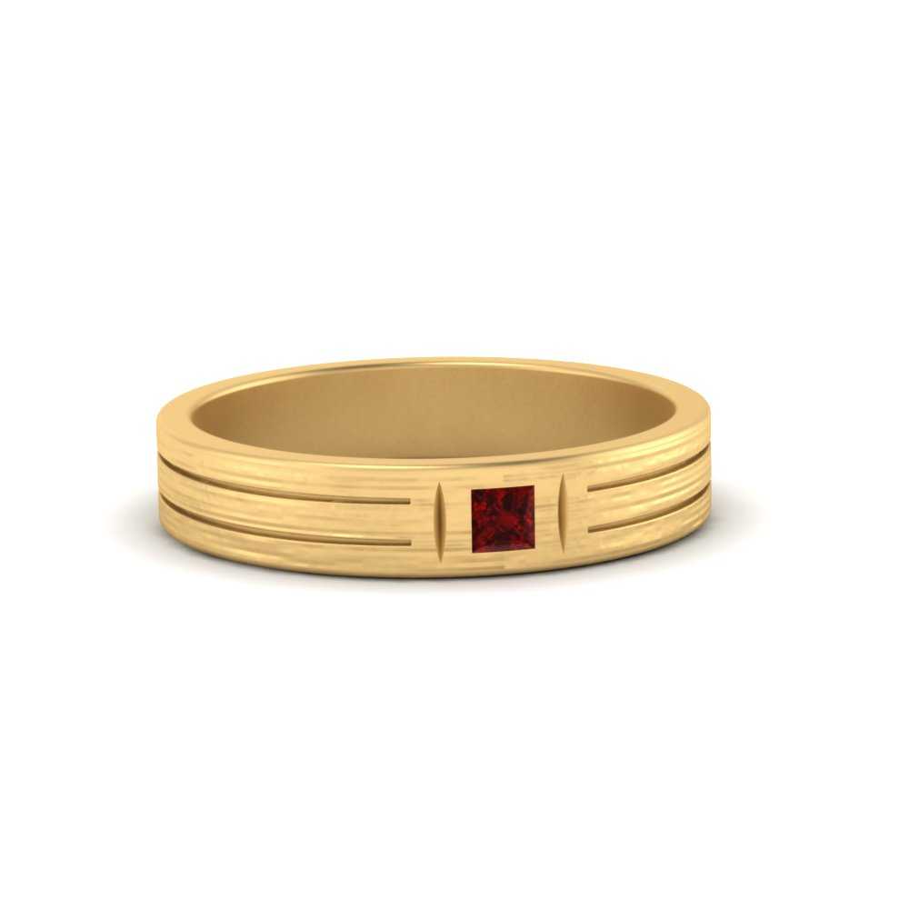 Single Princess Cut Inlay Mens Ring