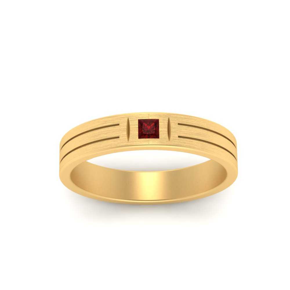 Single Princess Cut Inlay Mens Ring