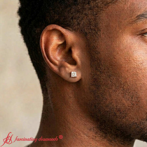 Earring For Men 2 Carat Princess Cut Stud