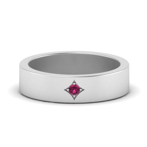 Single Stone Flat Mens Engagement Ring