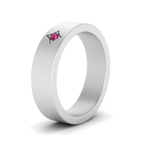 Single Stone Flat Mens Engagement Ring