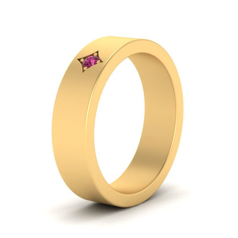 Single Stone Flat Mens Engagement Ring