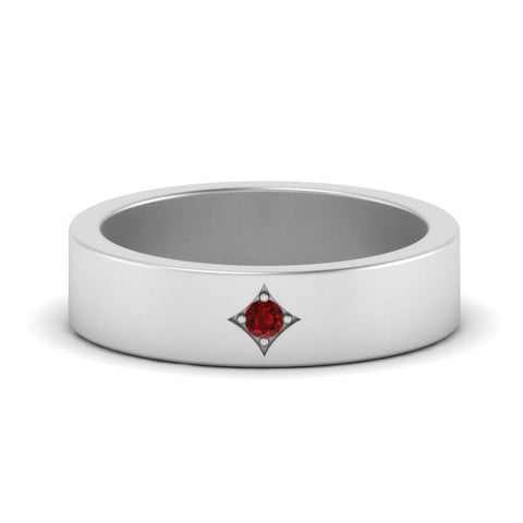 Single Stone Flat Mens Engagement Ring