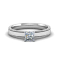 Thumbnail 2 - single-stone-princess-cut-milgrain-engagement-ring-in-14K-white-gold-FD-ENR8985PRR-NL-WG