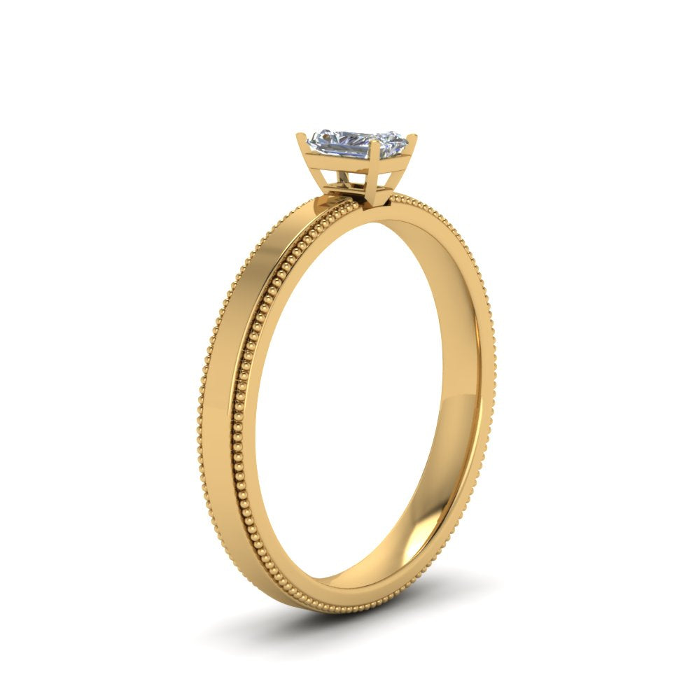 single-stone-radiant-diamond-milgrain-ring-in-14K-yellow-gold-FD-ENR8985RARANGLE2-NL-YG