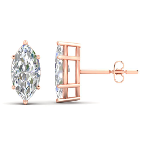 6 Prong Marquise Diamonds Solitaire Stud Earring in Basket Setting