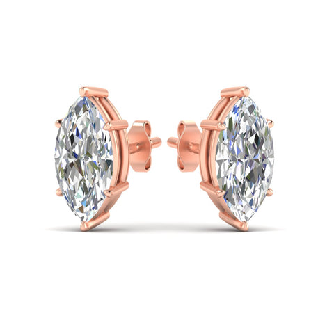 6 Prong Marquise Diamonds Solitaire Stud Earring in Basket Setting
