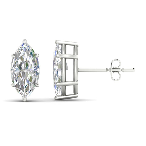 6 Prong Marquise Diamonds Solitaire Stud Earring in Basket Setting