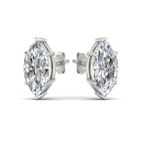 6 Prong Marquise Diamonds Solitaire Stud Earring in Basket Setting