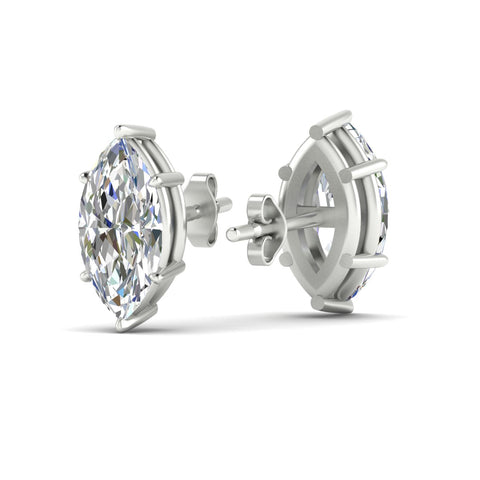 6 Prong Marquise Diamonds Solitaire Stud Earring in Basket Setting