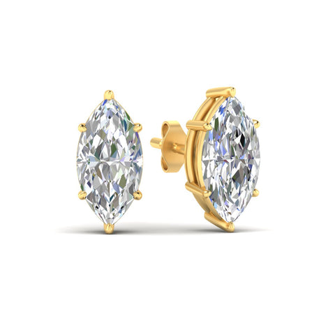 6 Prong Marquise Diamonds Solitaire Stud Earring in Basket Setting