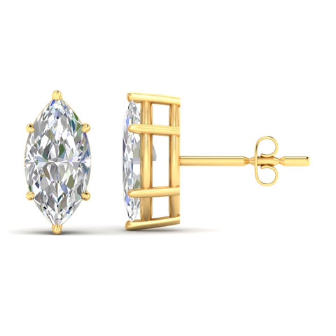6 Prong Marquise Diamonds Solitaire Stud Earring in Basket Setting