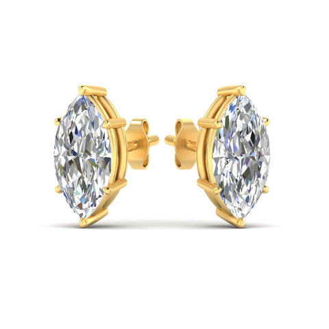 6 Prong Marquise Diamonds Solitaire Stud Earring in Basket Setting