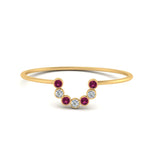 Load image into Gallery viewer, small-arc-stacking-diamond-ring-with-pink-sapphire-in-yellow-gold-FD9430GSADRPI-NL-YG.jpg
