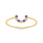 Load image into Gallery viewer, small-arc-stacking-diamond-ring-with-purple-in-yellow-gold-FD9430GVITO-NL-YG.jpg
