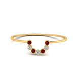 Load image into Gallery viewer, small-arc-stacking-diamond-ring-with-ruby-in-yellow-gold-FD9430GRUDR-NL-YG.jpg
