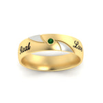 Load image into Gallery viewer, solitaire-2-tone-engraved-emerald-promise-ring-in-yellow-gold-fdm9354gemgrangle5-nl-yg