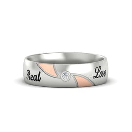 Solitaire 2 Tone Engraved Men's Promise Ring