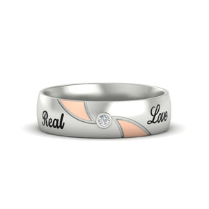 Solitaire 2 Tone Engraved Men's Promise Ring