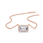 Load image into Gallery viewer, Emerald Diamond Bezel Set Solitaire Pendant
