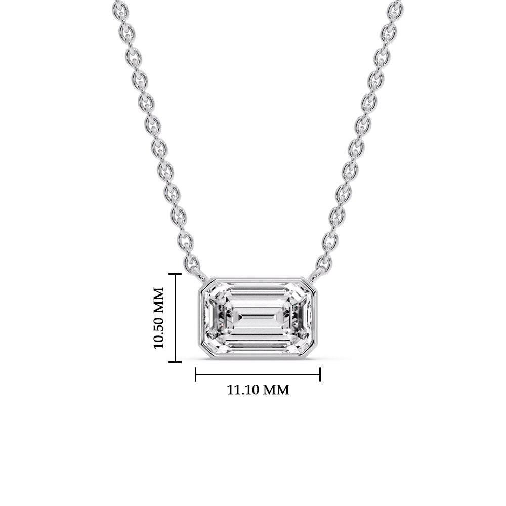 Emerald Diamond Bezel Set Solitaire Pendant