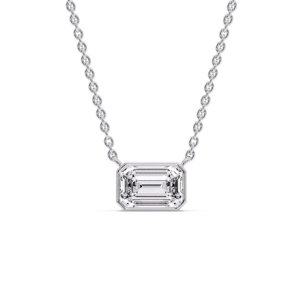 Emerald Diamond Bezel Set Solitaire Pendant