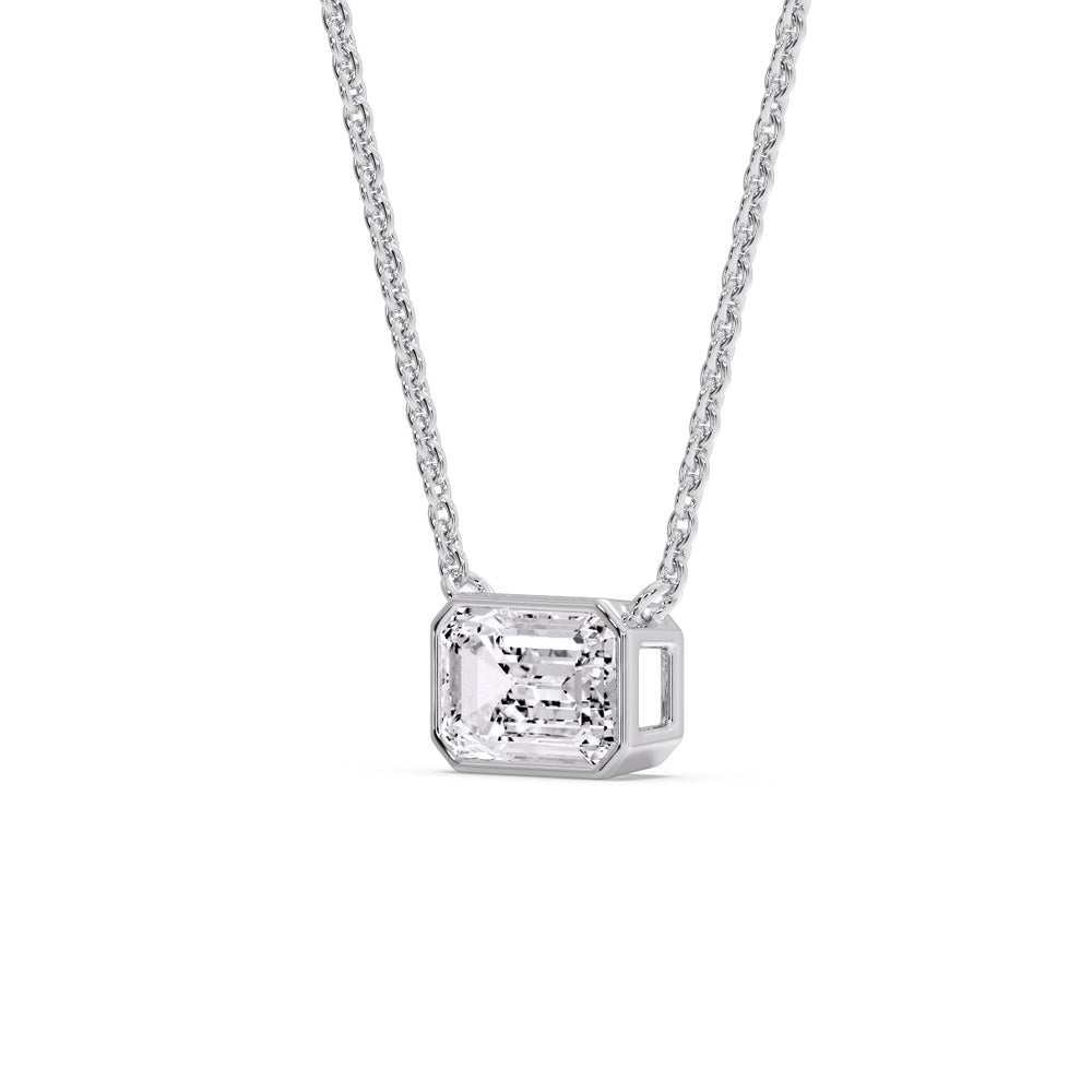 Emerald Diamond Bezel Set Solitaire Pendant
