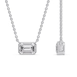 Load image into Gallery viewer, Emerald Diamond Bezel Set Solitaire Pendant
