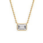 Load image into Gallery viewer, Emerald Diamond Bezel Set Solitaire Pendant
