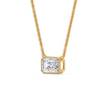 Load image into Gallery viewer, Emerald Diamond Bezel Set Solitaire Pendant
