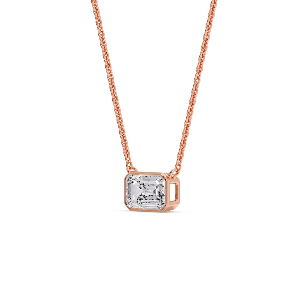 Emerald Diamond Bezel Set Solitaire Pendant