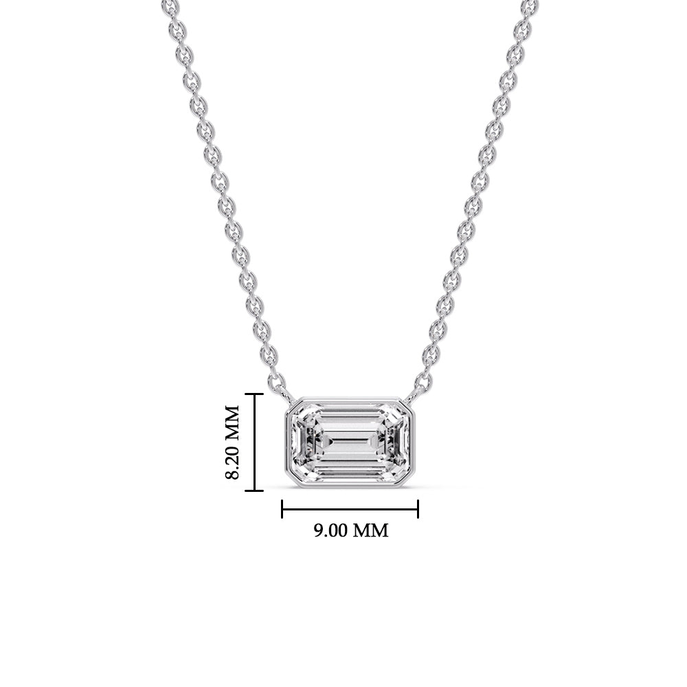 Emerald Diamond Bezel Set Solitaire Pendant