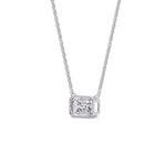 Load image into Gallery viewer, Emerald Diamond Bezel Set Solitaire Pendant
