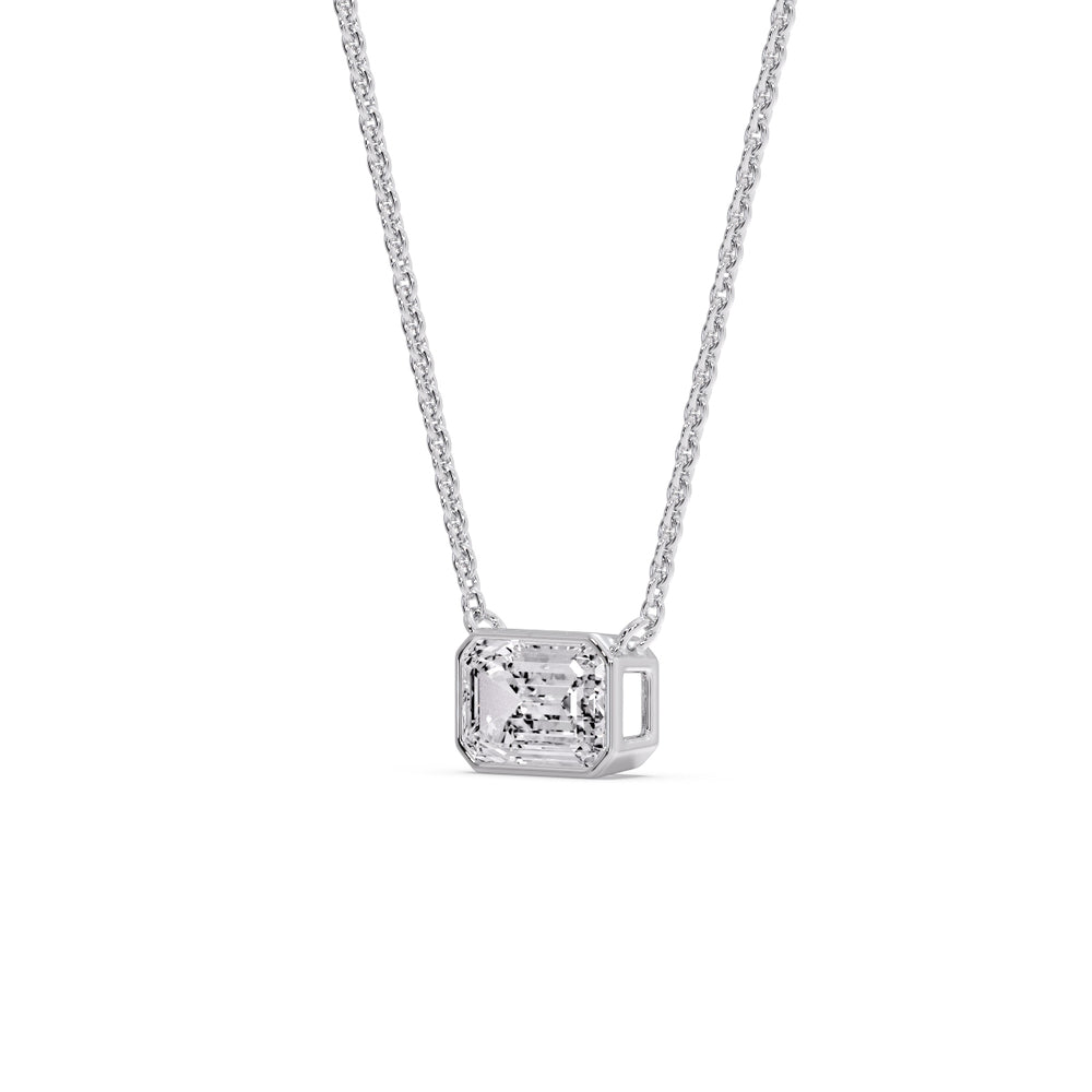 Emerald Diamond Bezel Set Solitaire Pendant