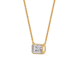 Load image into Gallery viewer, Emerald Diamond Bezel Set Solitaire Pendant

