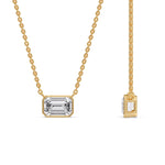 Load image into Gallery viewer, Emerald Diamond Bezel Set Solitaire Pendant
