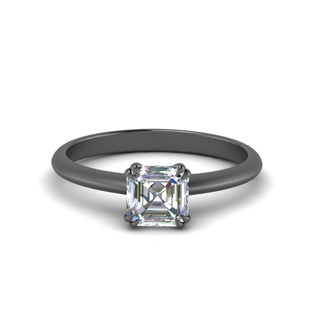 Asscher Cut Solitaire Knife Edge Engagement Ring