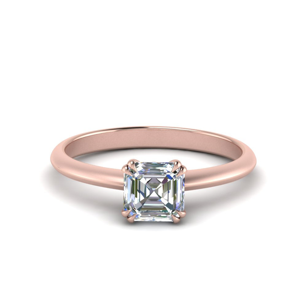 Asscher Cut Solitaire Knife Edge Engagement Ring