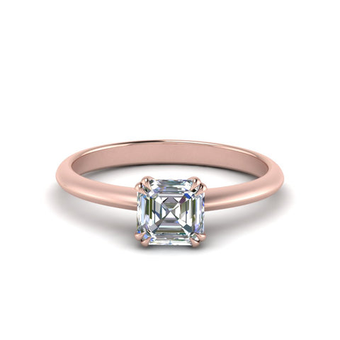 Asscher Cut Solitaire Knife Edge Engagement Ring